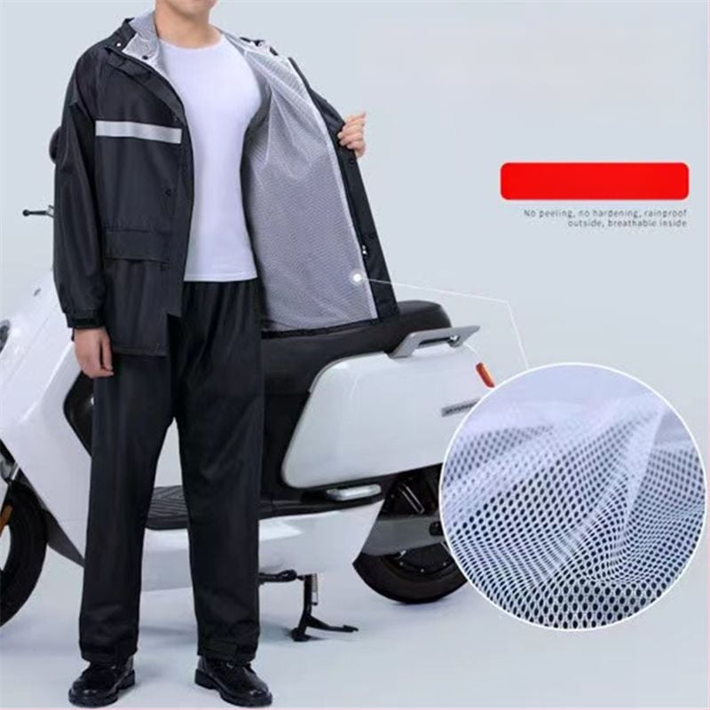 Разделен дъждобран и дъждовни панталони за куриери — Oxford тъкан, водоустойчив слой от PVC лепило, възможност за печат на лого