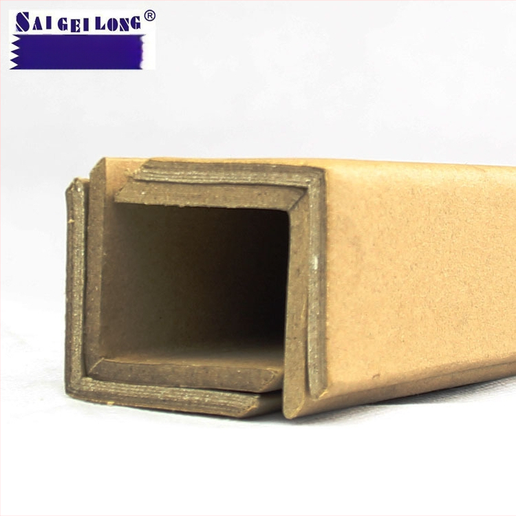 L-tvarovaný ochranný roh z papiera — kraftový papier, spracovanie papierovým strojom, potlačené logo, tvrdený