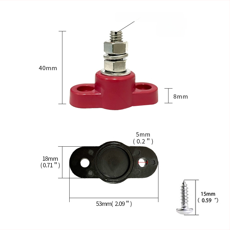 Ťažký terminálny stĺpik z nehrdzavejúcej ocele so samostatným závitovým stĺpikom pre DC 12–48V (model Imperial)