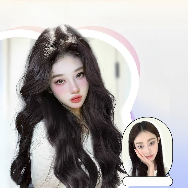 Parochňa: dlhé zvlnené vlasy, prirodzený vzhľad, teplovzdorné vlákno, šikmé ofiny, úplné prekrytie hlavy