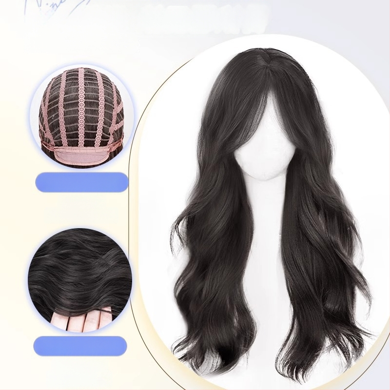 Parochňa: dlhé zvlnené vlasy, prirodzený vzhľad, teplovzdorné vlákno, šikmé ofiny, úplné prekrytie hlavy