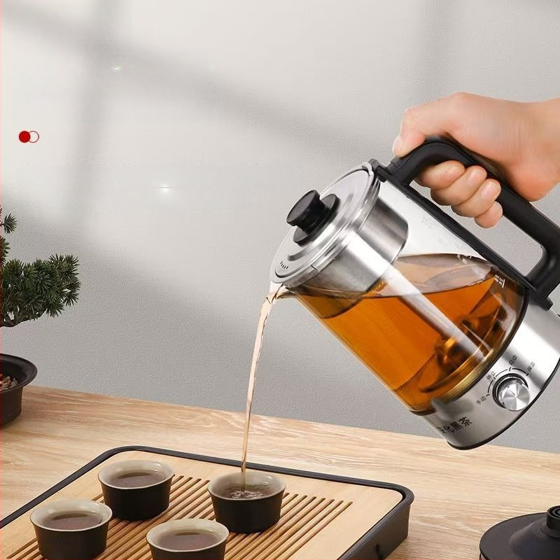 Automatická kanvica na čaj s borosilikátovým sklom, objem 1–1,5 L, 220 V, 500–1000 W, mechanické ovládanie