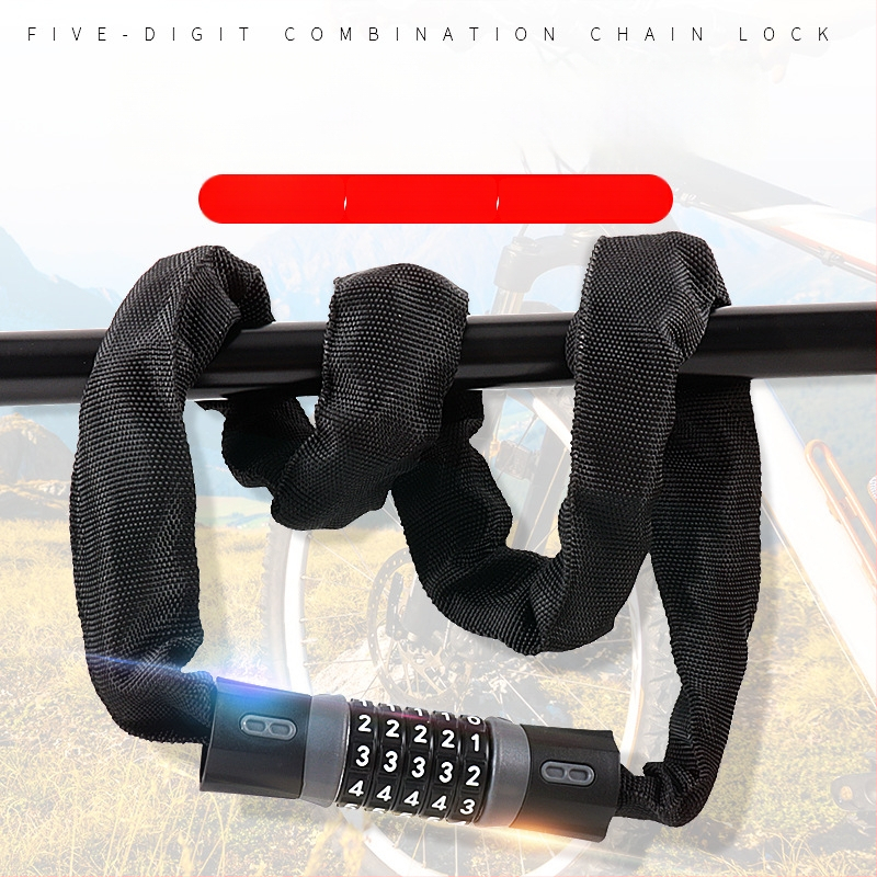 Zhiwei zámok s reťazovým zámkom na bicykel, elektrické vozidlo a motocykel — zliatinová oceľ, 500 g, Model Password Chain Lock