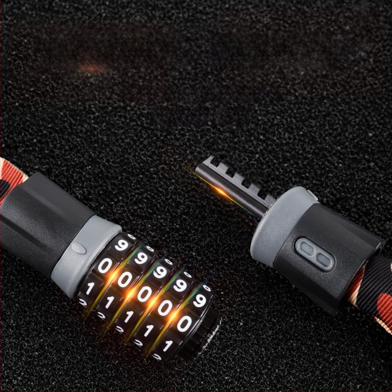 Zhiwei zámok s reťazovým zámkom na bicykel, elektrické vozidlo a motocykel — zliatinová oceľ, 500 g, Model Password Chain Lock