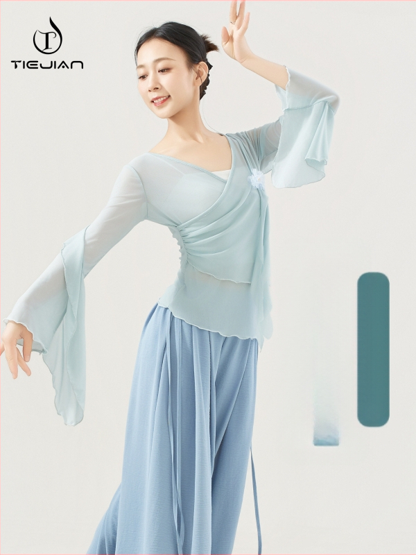 Dámsky moderný tanečný top — elastická sieťovina, jednofarebný, 92% nylon/poliamid, vhodný na scénu, latino a etnický tanec