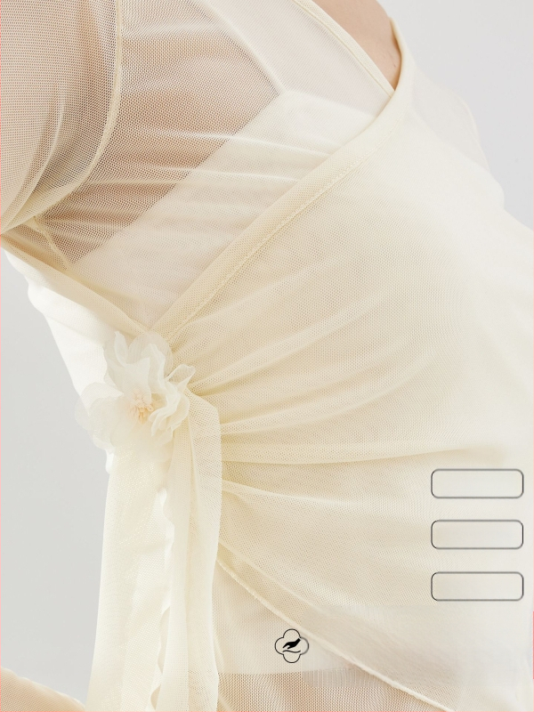 Dámsky moderný tanečný top — elastická sieťovina, jednofarebný, 92% nylon/poliamid, vhodný na scénu, latino a etnický tanec