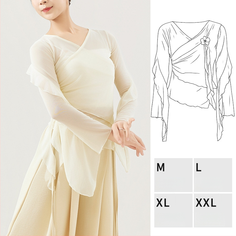 Dámsky moderný tanečný top — elastická sieťovina, jednofarebný, 92% nylon/poliamid, vhodný na scénu, latino a etnický tanec