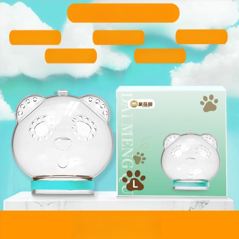 Priehľadný ochranný kryt hlavy pre mačku — proti uhryznutiu, poškriabaniu a bitkám; na kúpanie a strihanie nechtov; materiál: plast; značka Cute and Fun