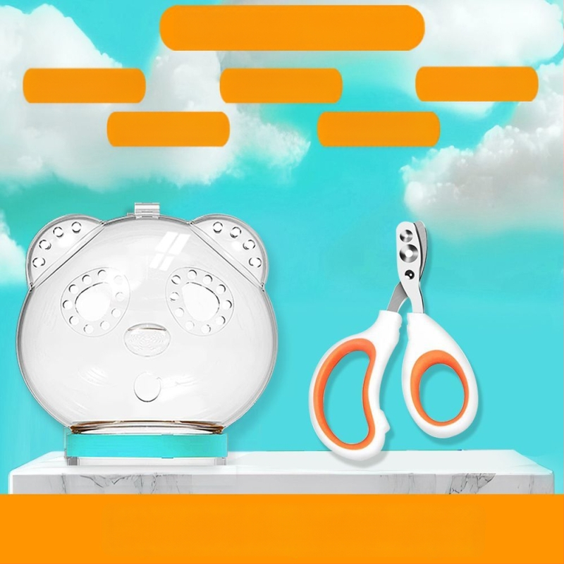 Priehľadný ochranný kryt hlavy pre mačku — proti uhryznutiu, poškriabaniu a bitkám; na kúpanie a strihanie nechtov; materiál: plast; značka Cute and Fun