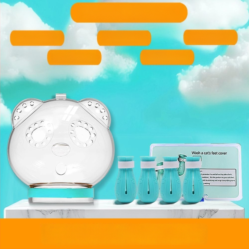 Priehľadný ochranný kryt hlavy pre mačku — proti uhryznutiu, poškriabaniu a bitkám; na kúpanie a strihanie nechtov; materiál: plast; značka Cute and Fun