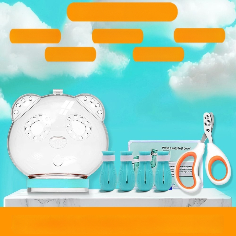 Priehľadný ochranný kryt hlavy pre mačku — proti uhryznutiu, poškriabaniu a bitkám; na kúpanie a strihanie nechtov; materiál: plast; značka Cute and Fun