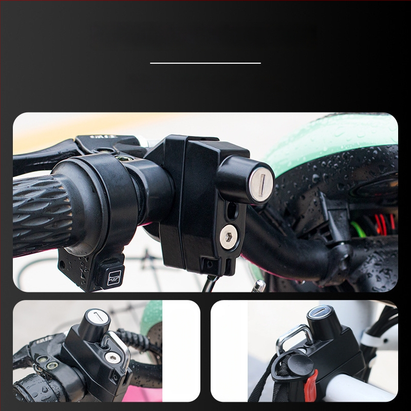 Zámok prilby pre elektrický motocykel — hliníková zliatina, model Dragon Head Handlebar Helmet Lock, vhodný pre 24 mm trubku, hmotnosť 246 g, značka Nanke