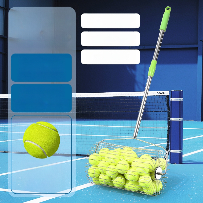 Събирач за тенис топки от неръждаема стомана, телескопичен, автоматичен, с ръчно задвижване, голям капацитет