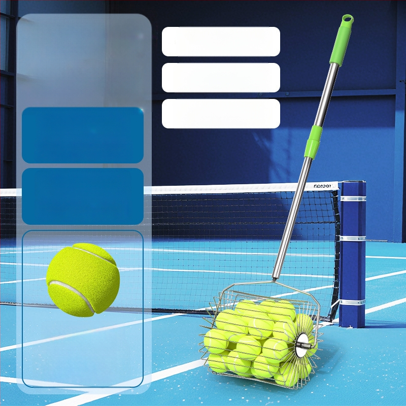 Събирач за тенис топки от неръждаема стомана, телескопичен, автоматичен, с ръчно задвижване, голям капацитет