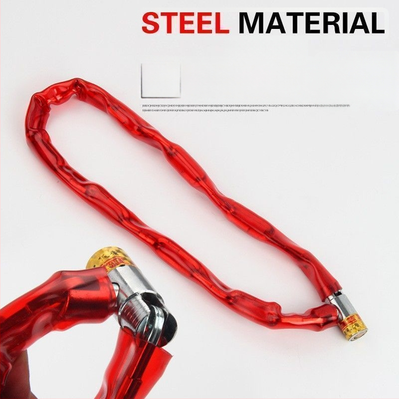 Zámok na reťaz s meďovým jadrom pre bicykle, elektrické bicykle a motocykle; model 1, kód tovaru whm0723, balené v OPP vrecku.