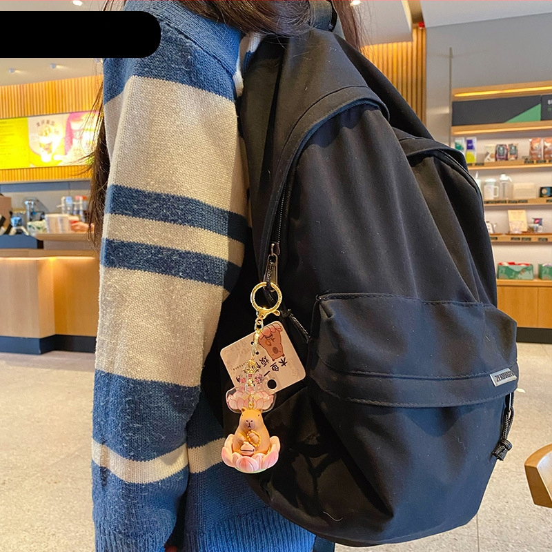 Capybara prívesok na kľúče – živica, kreslený štýl Buddha-Lotus séria, samostatné balenie