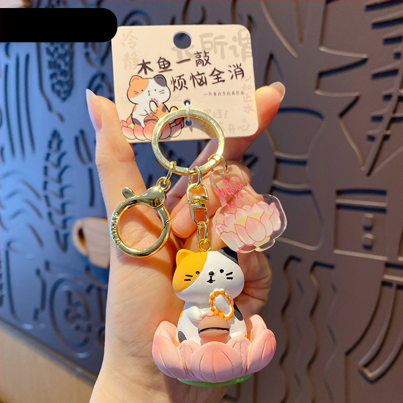 Capybara prívesok na kľúče – živica, kreslený štýl Buddha-Lotus séria, samostatné balenie