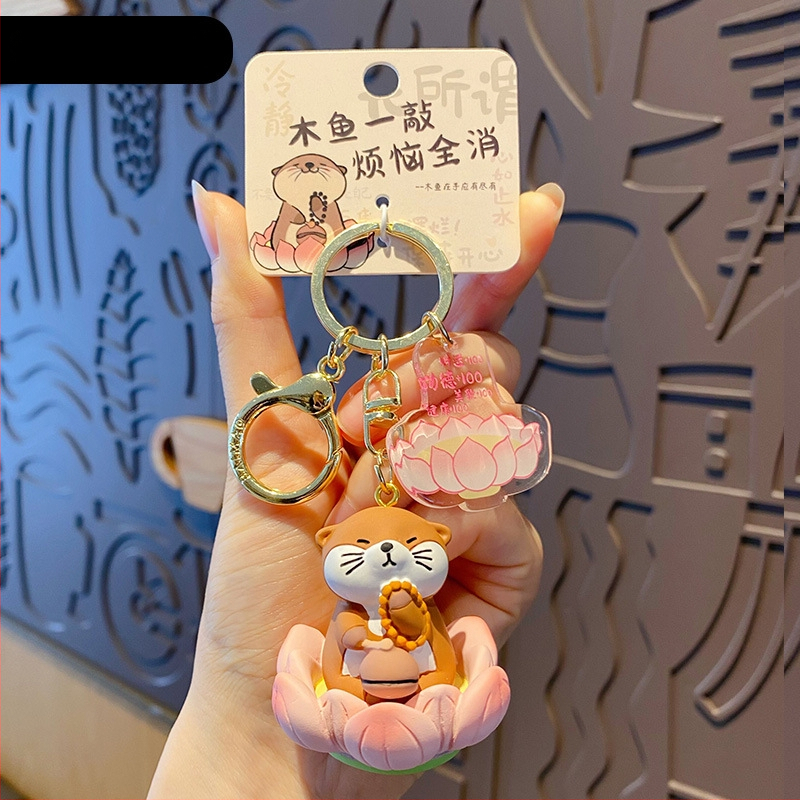 Capybara prívesok na kľúče – živica, kreslený štýl Buddha-Lotus séria, samostatné balenie