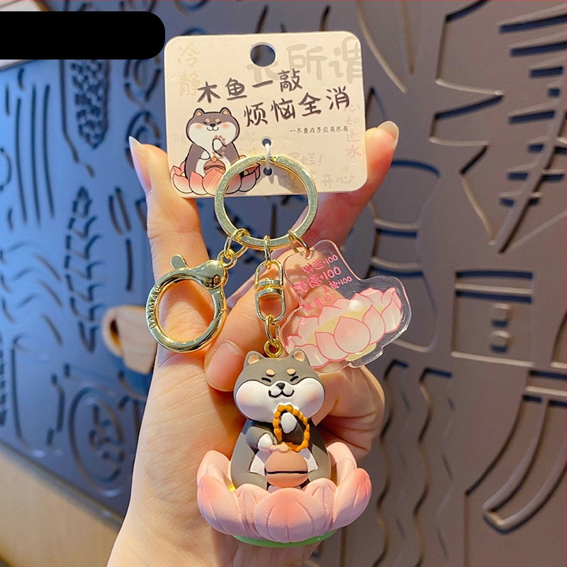 Capybara prívesok na kľúče – živica, kreslený štýl Buddha-Lotus séria, samostatné balenie