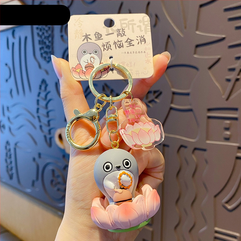 Capybara prívesok na kľúče – živica, kreslený štýl Buddha-Lotus séria, samostatné balenie