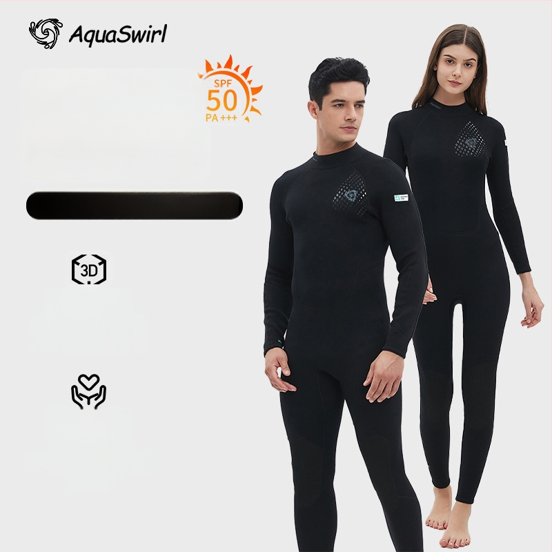 3mm unisex kompletný potápačský oblek s dlhými rukávmi, SCR neoprén 90% + nylon 10%, tepelná ochrana, vhodný pre všetky ročné obdobia