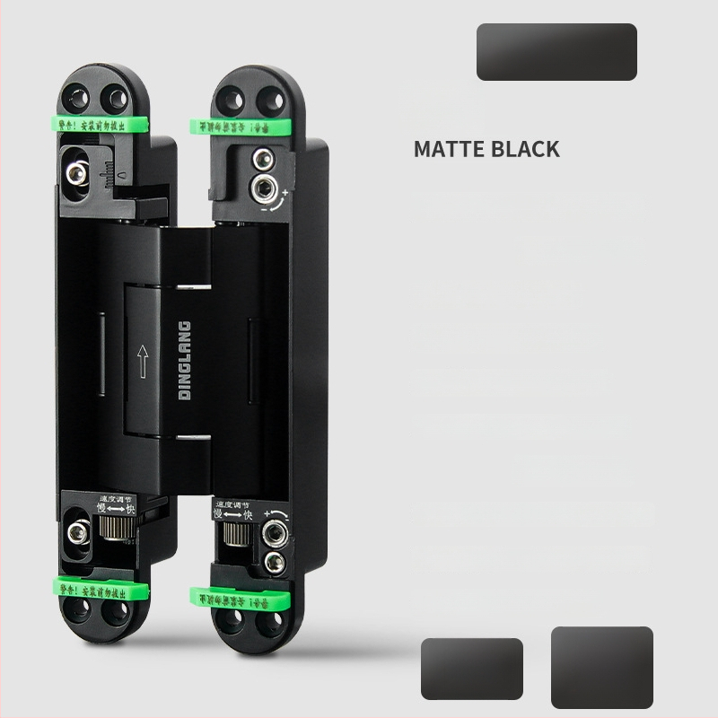 Samozatvárajúca skrytá pánt pre drevené dvere, zliatina zinku, nosnosť 80 kg, otvorenie ľavé alebo pravé, model DFL-L099V.