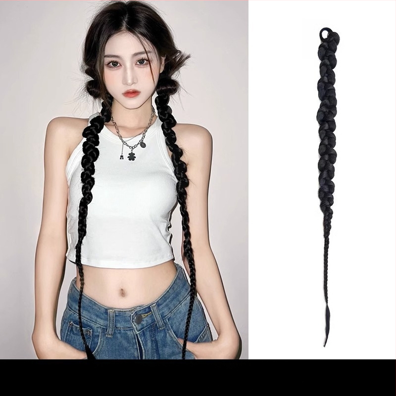 Parochňa s copom a vrkočmi, v štýle klasickej čínskej cheongsam, ručne tkaná, vysokoteplotné vlákno, model 0623