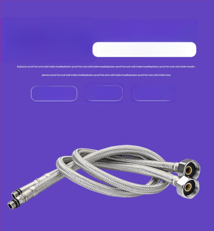 304 nerezový opletený hadicový spoj pre drezový kohútik, prívod horúcej a studenej vody, tlak 0.8-1.2 MPa, teplota 0-90°C, spojenie s maticou