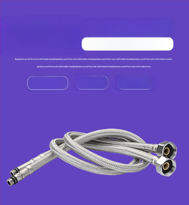 304 nerezový opletený hadicový spoj pre drezový kohútik, prívod horúcej a studenej vody, tlak 0.8-1.2 MPa, teplota 0-90°C, spojenie s maticou