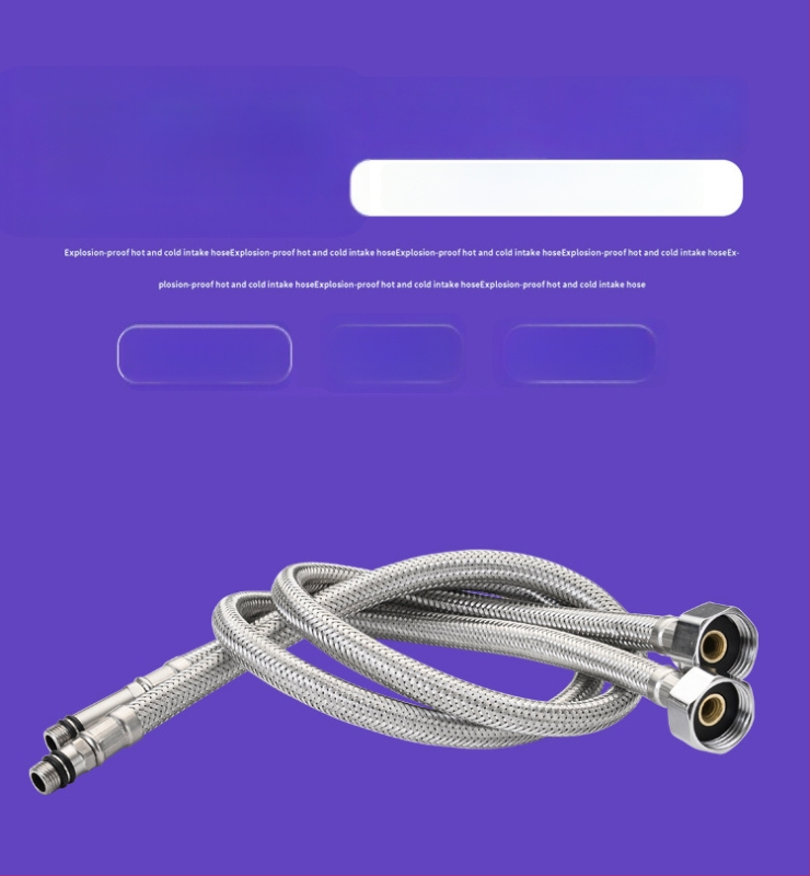 304 nerezový opletený hadicový spoj pre drezový kohútik, prívod horúcej a studenej vody, tlak 0.8-1.2 MPa, teplota 0-90°C, spojenie s maticou