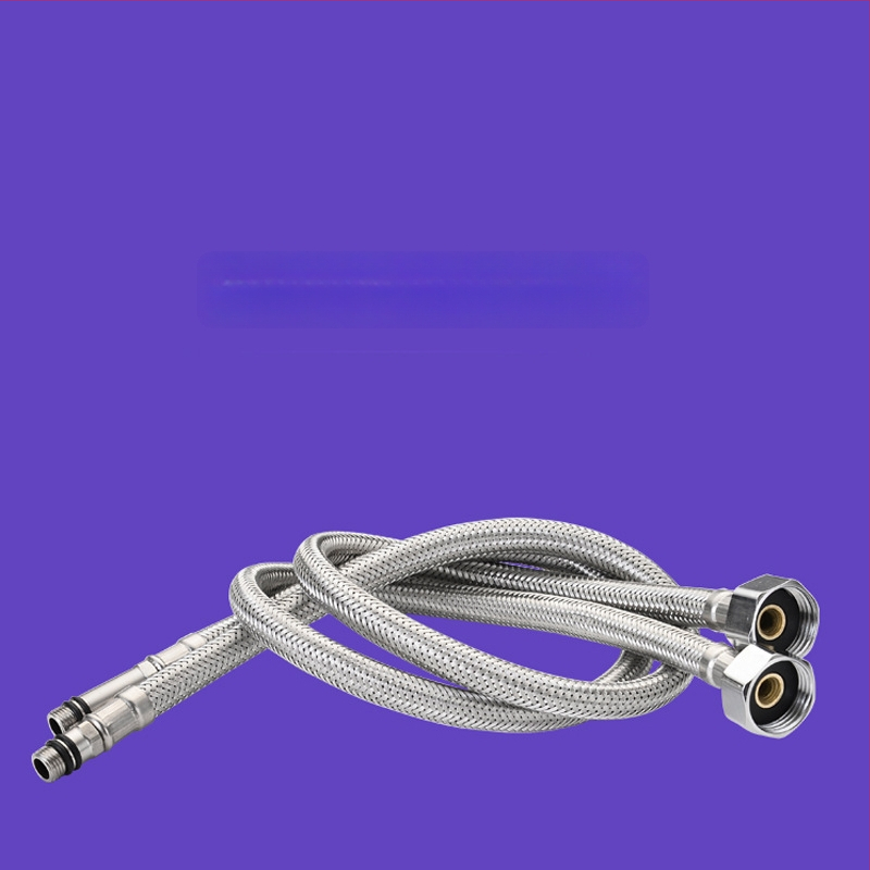 304 nerezový opletený hadicový spoj pre drezový kohútik, prívod horúcej a studenej vody, tlak 0.8-1.2 MPa, teplota 0-90°C, spojenie s maticou