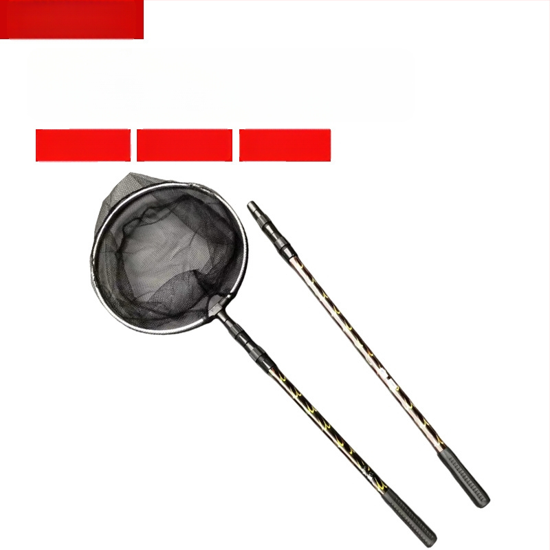 Teleskopická palica na rybársku sieť z hliníkovej zliatiny so vzorom tigra a sieťovou hlavou