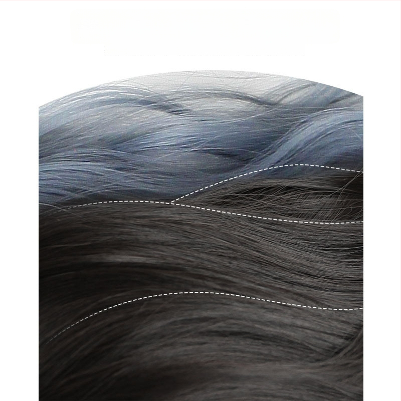 Parochňa s bubble copom a chvostom, vlákna odolné voči teplu, stredná až dlhá dĺžka, prirodzený vzhľad pre ženy