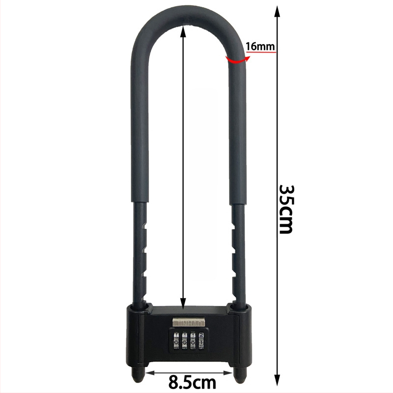 U-tvarový zámok s heslom na sklenené dvere a elektrické bicykle, celokovový mechanický bezpečnostný zámok, značka Liren, model U-lock, hrúbka tyče 16 mm