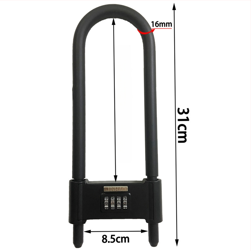 U-tvarový zámok s heslom na sklenené dvere a elektrické bicykle, celokovový mechanický bezpečnostný zámok, značka Liren, model U-lock, hrúbka tyče 16 mm