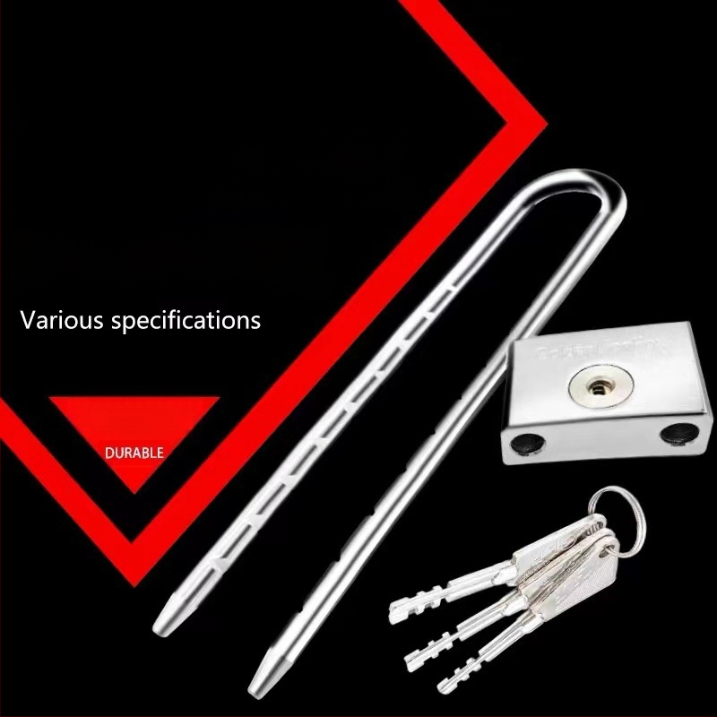 Domáci visací zámok s predĺženým U-tvarovým čapom, nerezová oceľ, model Type C, SiXCYCLE