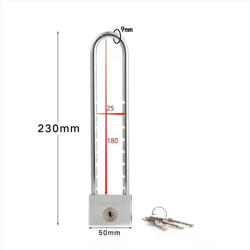 Domáci visací zámok s predĺženým U-tvarovým čapom, nerezová oceľ, model Type C, SiXCYCLE
