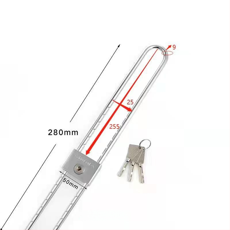 Domáci visací zámok s predĺženým U-tvarovým čapom, nerezová oceľ, model Type C, SiXCYCLE