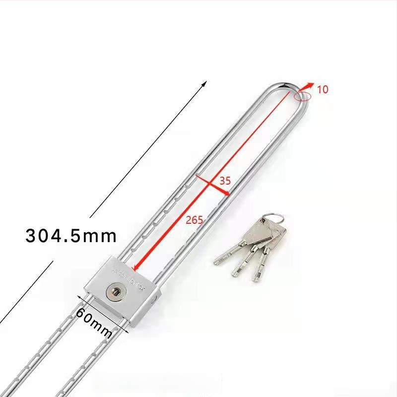 Domáci visací zámok s predĺženým U-tvarovým čapom, nerezová oceľ, model Type C, SiXCYCLE