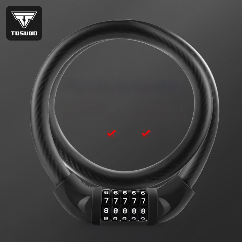 Tosuod dviračio spyna su 5 skaitmenų slaptažodžiu, metalinė žiedinė spyna, nešiojama