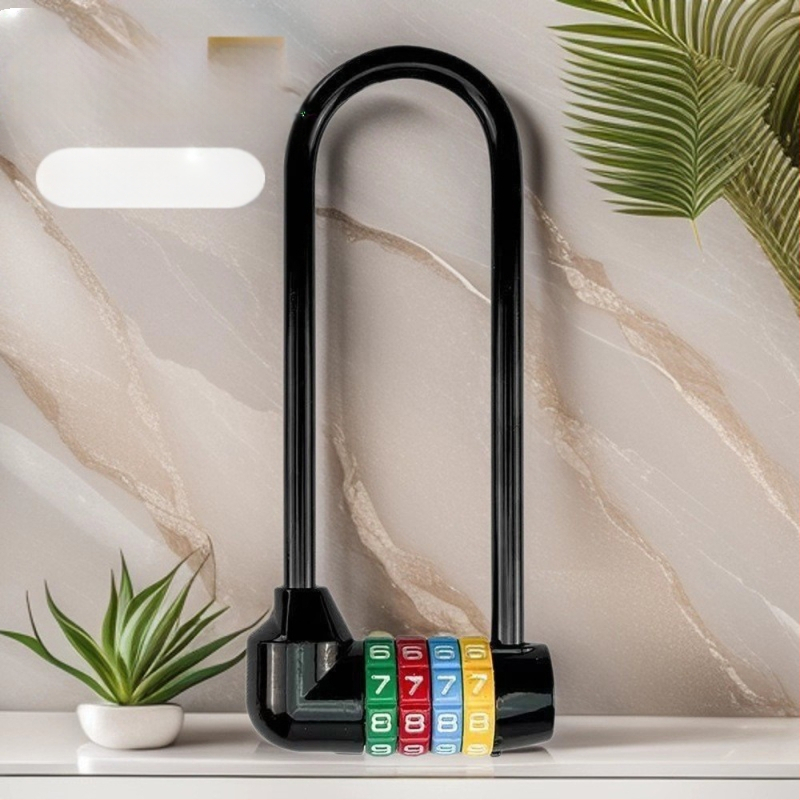 Dlhá U-štýlová zámka s kódom pre bicykle a skrinky, model 206 Long Beam Series, materiál: nerezová oceľ a kovová zliatina, hmotnosť 250 g