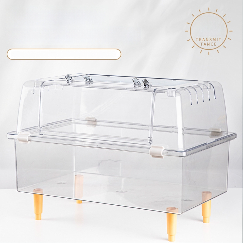 Klietka pre škrečka – priehľadná, luxusná, obdĺžniková plastová klietka s moderným štýlom (Materiál: plast; Tvar: obdĺžnikový; Štýl: moderný; Určené pre: škrečka; Ľahko sa čistí)