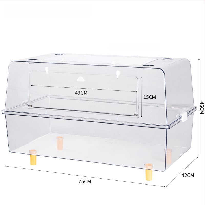 Klietka pre škrečka – priehľadná, luxusná, obdĺžniková plastová klietka s moderným štýlom (Materiál: plast; Tvar: obdĺžnikový; Štýl: moderný; Určené pre: škrečka; Ľahko sa čistí)