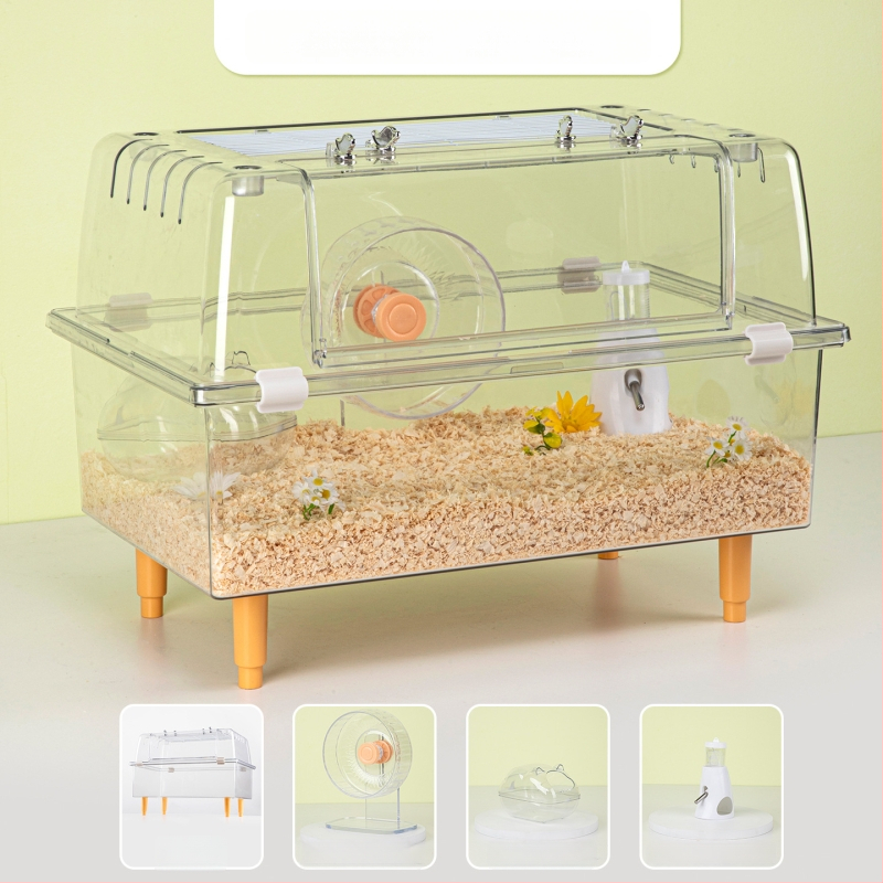 Klietka pre škrečka – priehľadná, luxusná, obdĺžniková plastová klietka s moderným štýlom (Materiál: plast; Tvar: obdĺžnikový; Štýl: moderný; Určené pre: škrečka; Ľahko sa čistí)