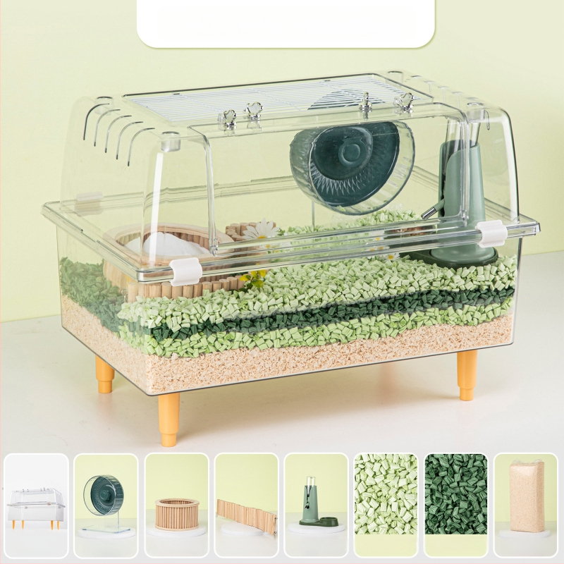 Klietka pre škrečka – priehľadná, luxusná, obdĺžniková plastová klietka s moderným štýlom (Materiál: plast; Tvar: obdĺžnikový; Štýl: moderný; Určené pre: škrečka; Ľahko sa čistí)