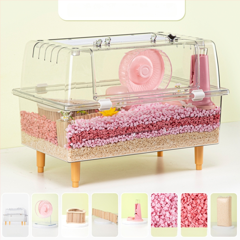 Klietka pre škrečka – priehľadná, luxusná, obdĺžniková plastová klietka s moderným štýlom (Materiál: plast; Tvar: obdĺžnikový; Štýl: moderný; Určené pre: škrečka; Ľahko sa čistí)