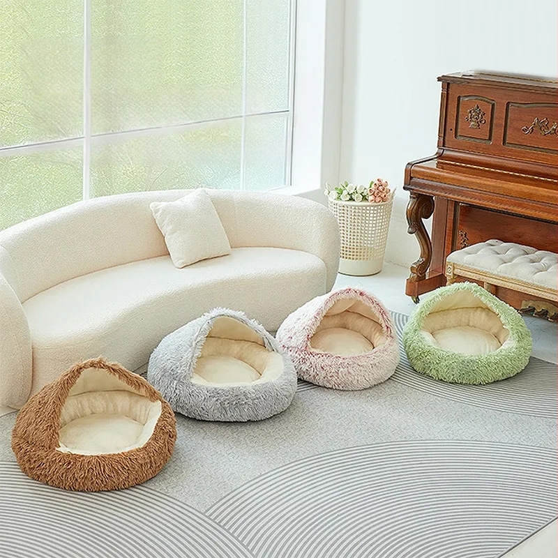 Mačacie hniezdo s uzavretým dizajnom – plyšové, pre mačky, universalne na všetky ročné obdobia, kód -mw1
