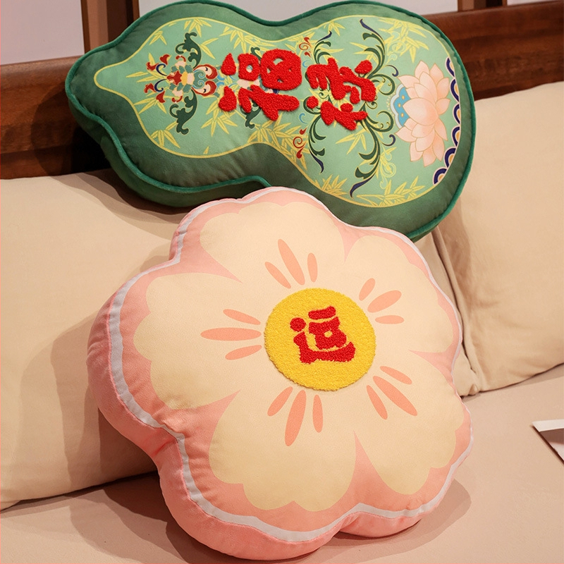 Vankúš s plyšovým poťahom a výplňou PP bavlna, prispôsobiteľné spracovanie, vyšívanie, strapce a tlač, Nový čínsky štýl