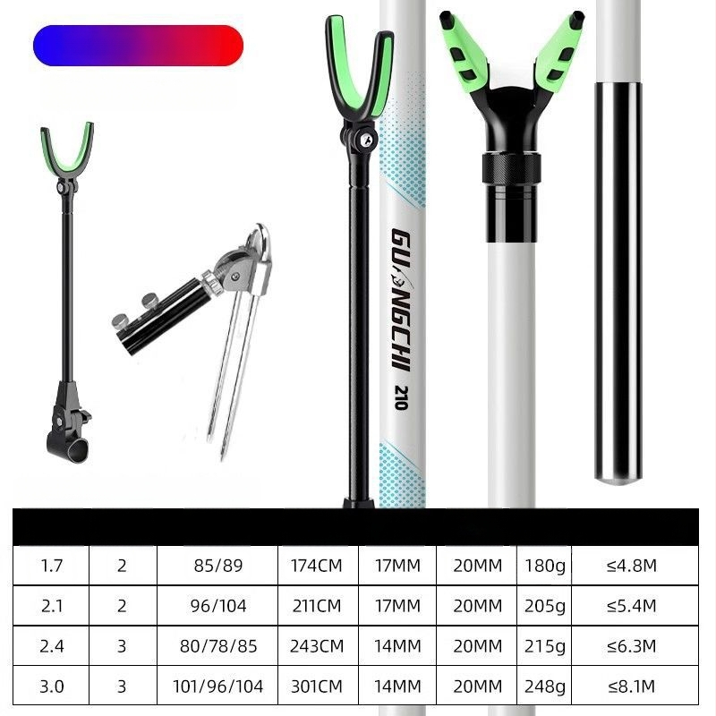 Teleskopická karbónová tyč pre sieť na rybolov s rozšíriteľnou oporou a zadným vešiakom