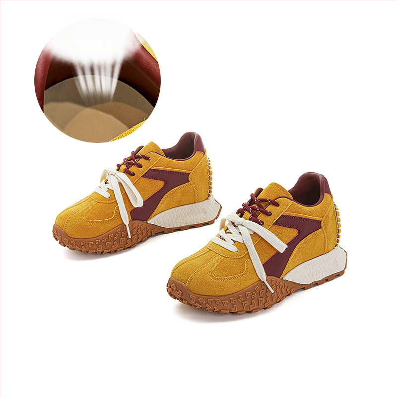 Μινγκλιου dad sneakers με ανύψωση 6 εκ, επάνω μέρος από συνθετικό δέρμα, κορδόνια μπροστά, σόλα από καουτσούκ, για γυναίκες